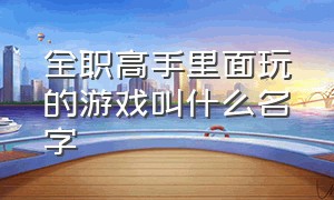 全职高手里面玩的游戏叫什么名字