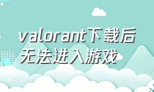 valorant下载后无法进入游戏（为什么valorant下载了不能玩）