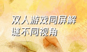 双人游戏同屏解谜不同视角