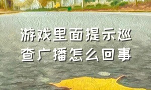 游戏里面提示巡查广播怎么回事