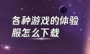 各种游戏的体验服怎么下载