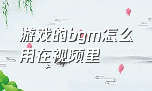 游戏的bgm怎么用在视频里