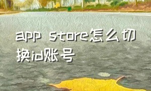 app store怎么切换id账号