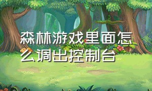 森林游戏里面怎么调出控制台