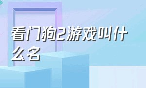 看门狗2游戏叫什么名