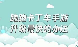 跑跑卡丁车手游升级最快的办法