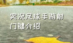 实况足球手游射门键介绍