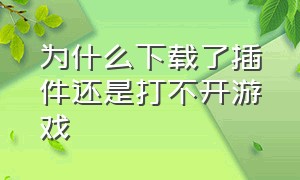 为什么下载了插件还是打不开游戏