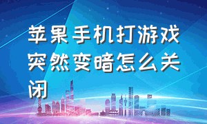 苹果手机打游戏突然变暗怎么关闭