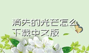 消失的光芒怎么下载中文版