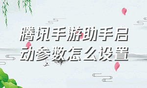 腾讯手游助手启动参数怎么设置