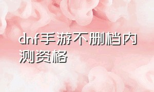 dnf手游不删档内测资格（dnf手游官网内测）