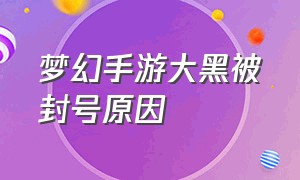 梦幻手游大黑被封号原因