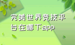 完美世界竞技平台在哪下app