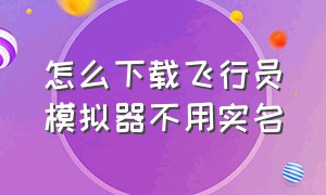 怎么下载飞行员模拟器不用实名