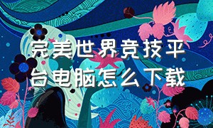 完美世界竞技平台电脑怎么下载