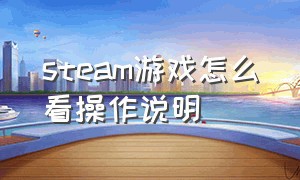 steam游戏怎么看操作说明