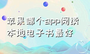 苹果哪个app阅读本地电子书最好