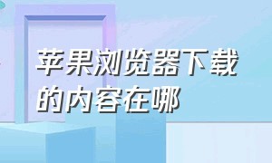 苹果浏览器下载的内容在哪