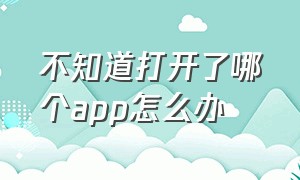 不知道打开了哪个app怎么办