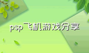 psp飞机游戏分享（psp 飞机游戏）