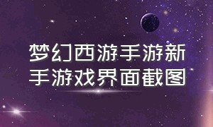 梦幻西游手游新手游戏界面截图