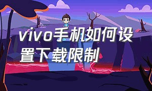 vivo手机如何设置下载限制（vivo怎么设置手机不允许下载）