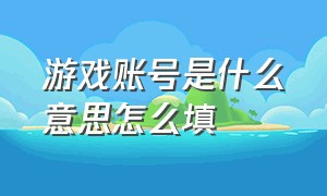 游戏账号是什么意思怎么填