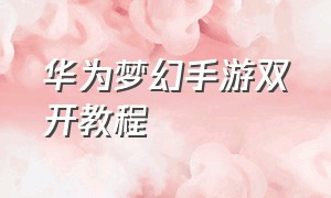 华为梦幻手游双开教程（手游梦幻 分屏 双开华为怎么弄的）