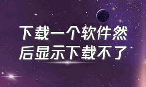 下载一个软件然后显示下载不了