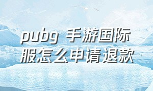 pubg 手游国际服怎么申请退款