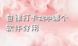 自律打卡app哪个软件好用（自律打卡表）