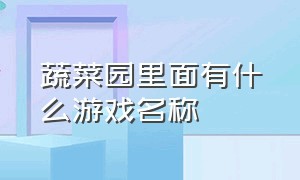 蔬菜园里面有什么游戏名称