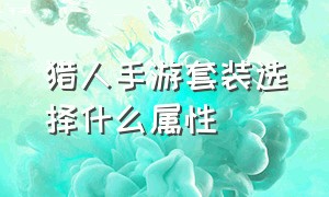 猎人手游套装选择什么属性（猎人手游装备一览表）