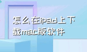 怎么在ipad上下载mac版软件