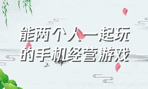 能两个人一起玩的手机经营游戏