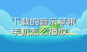 下载的音乐苹果手机怎么播放（苹果手机怎么使用下载的音乐）