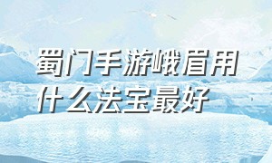 蜀门手游峨眉用什么法宝最好