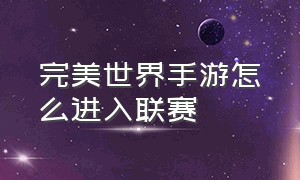 完美世界手游怎么进入联赛（完美世界手游战力在哪里看）