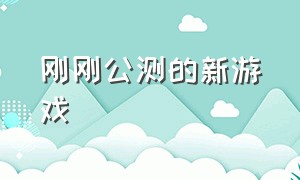 刚刚公测的新游戏