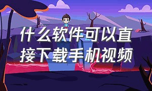 什么软件可以直接下载手机视频