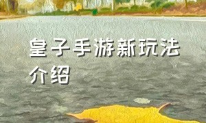 皇子手游新玩法介绍