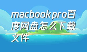 macbookpro百度网盘怎么下载文件