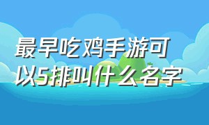 最早吃鸡手游可以5排叫什么名字