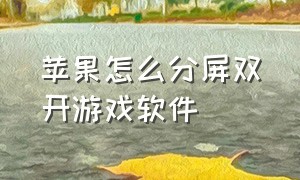 苹果怎么分屏双开游戏软件（苹果玩游戏怎么分屏多窗口）