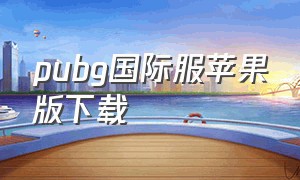 pubg国际服苹果版下载