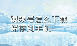 视频号怎么下载保存到手机（视频号怎么下载保存视频）