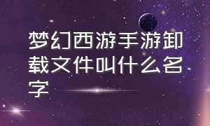 梦幻西游手游卸载文件叫什么名字