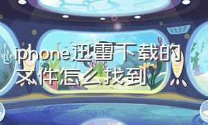 iphone迅雷下载的文件怎么找到