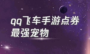 qq飞车手游点券最强宠物（最新版qq飞车手游点券宠物排行）